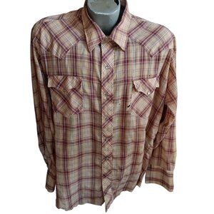Vintage Mens Western Shirt XXL Rockabilly Cowboy Snap 1980s Karman Trash PLaid